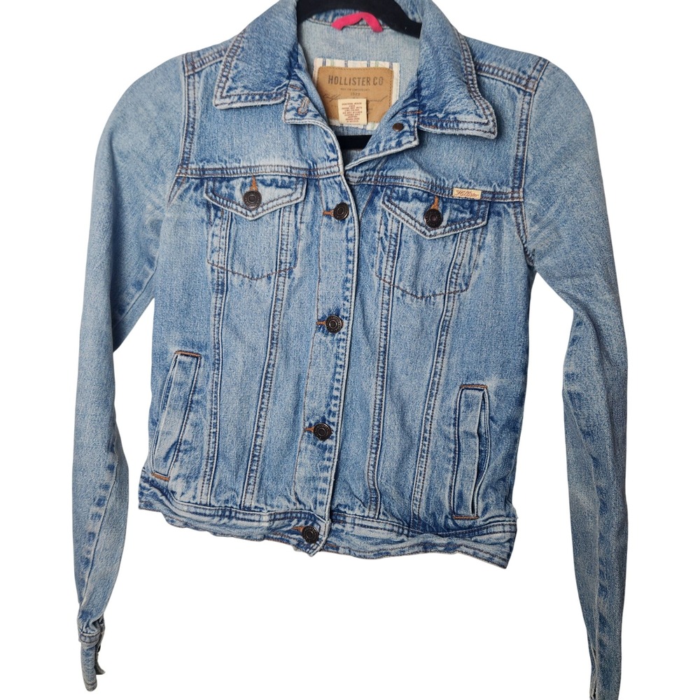 Y2k Hollister‎ Denim Jacket medium light wash Size Small Button Front